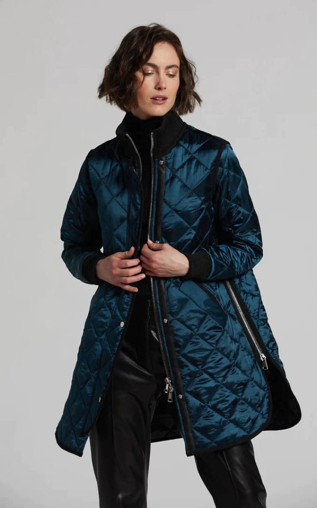 Adroit Atelier - Libby Vegan Leather Trim Quilted Coat -