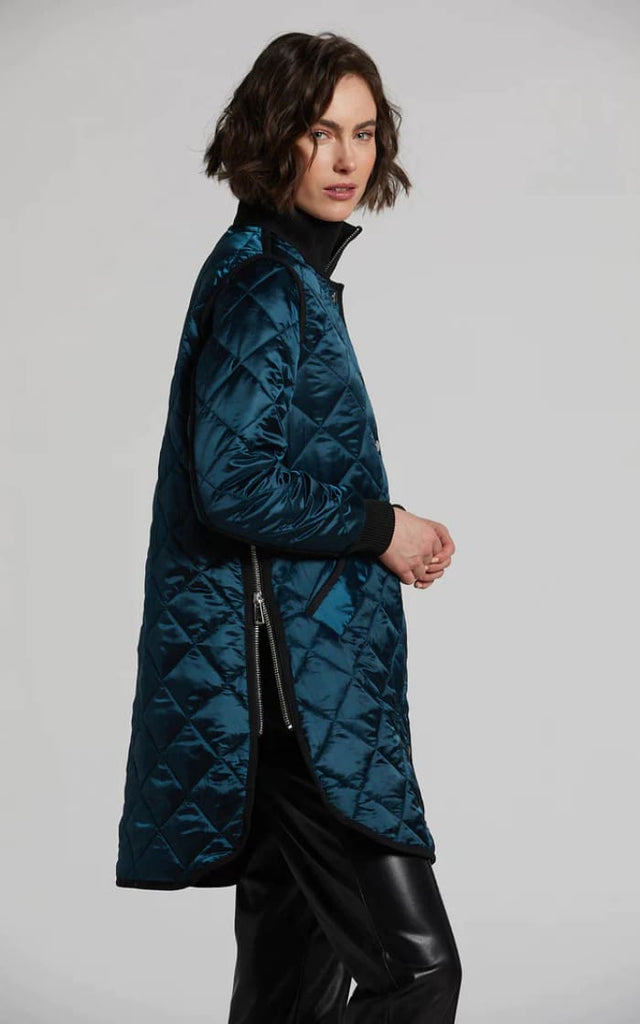 Adroit Atelier - Libby Vegan Leather Trim Quilted Coat -