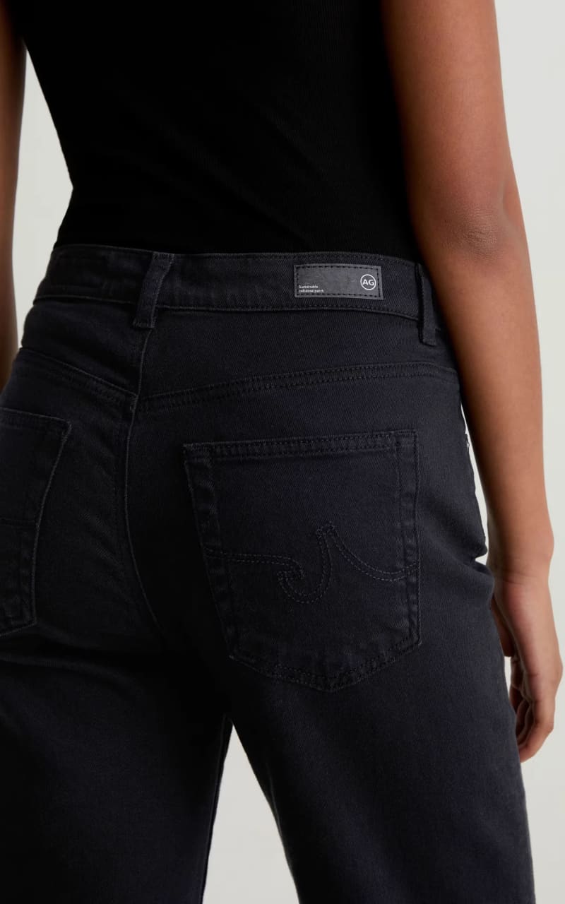 Ag Jeans- Brinley Mid-Rise Straight in Super Black - denim