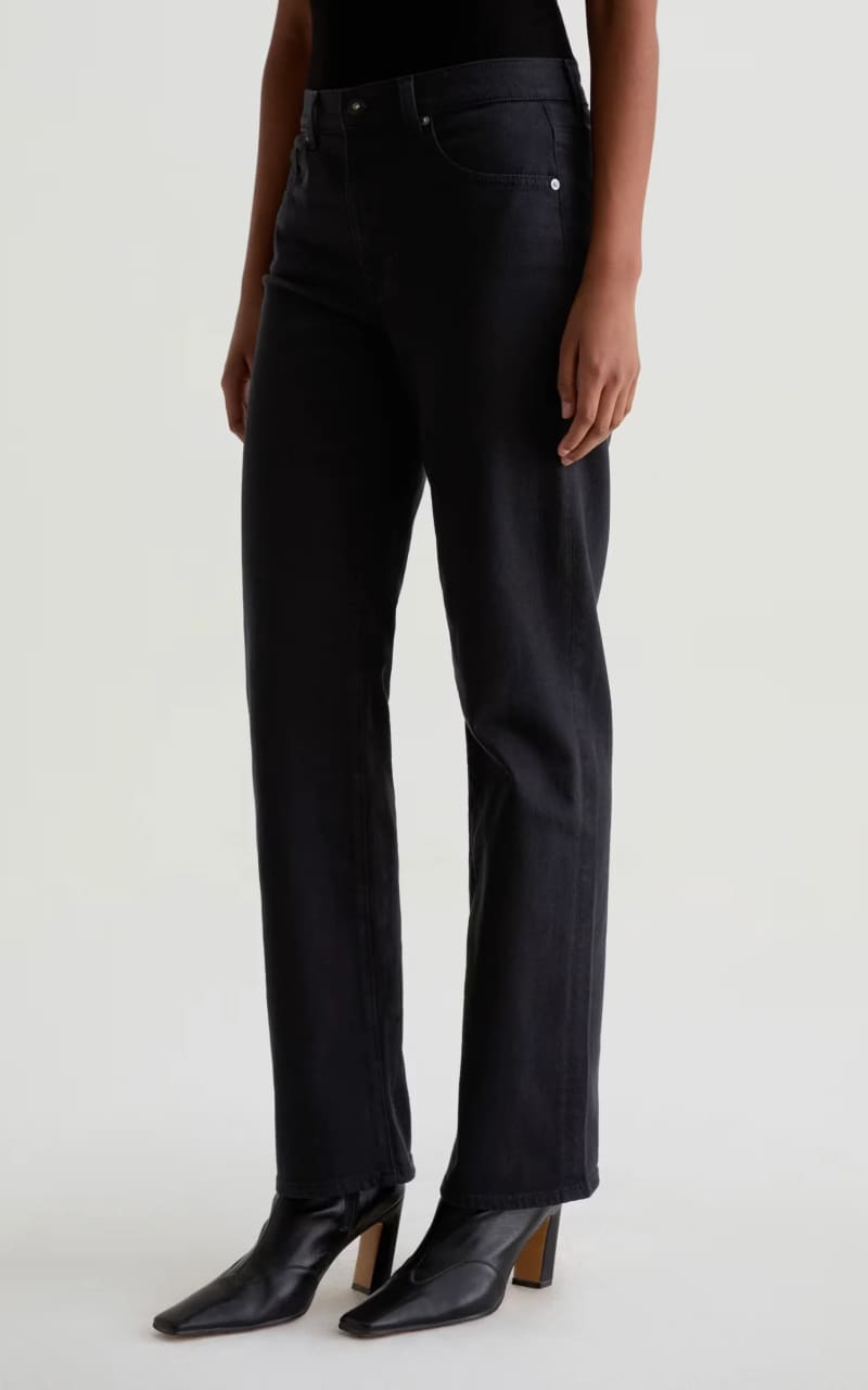 Ag Jeans- Brinley Mid-Rise Straight in Super Black - denim