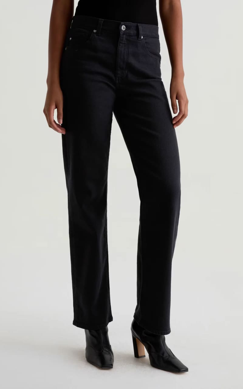 Ag Jeans- Brinley Mid-Rise Straight in Super Black - denim