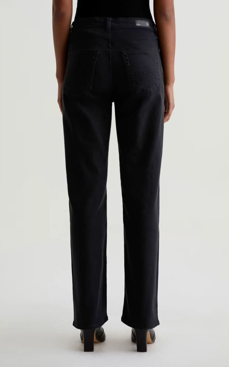 Ag Jeans- Brinley Mid-Rise Straight in Super Black - denim