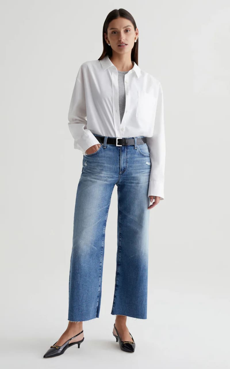 AG Jeans- Saige Mid Rise Wide Leg Crop Jean in 17 Years