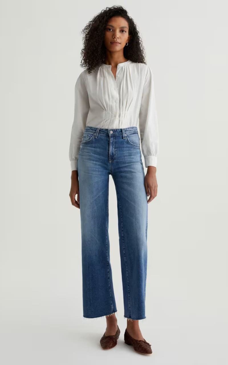 AG Jeans- Saige Wide Leg Crop in 16 Years Postcard - denim