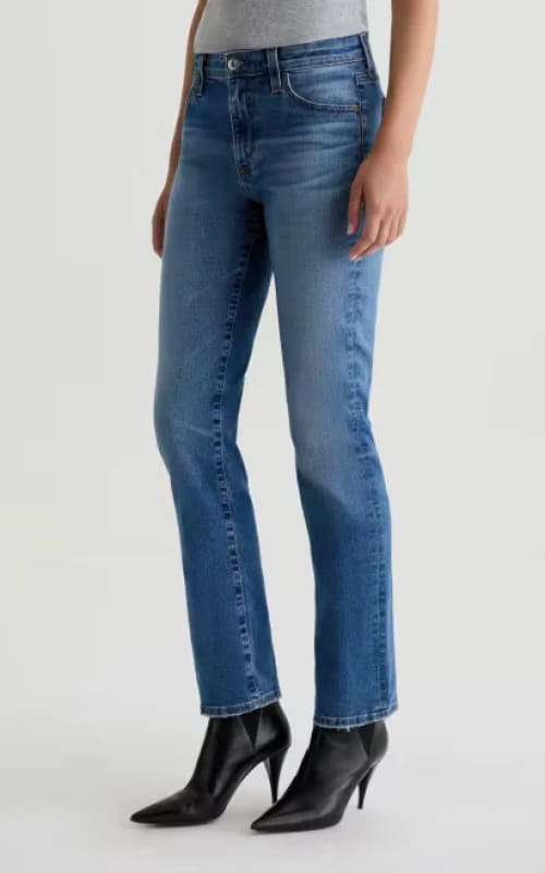 AG Jeans- Mari Mid-Rise Slim Straight in Tinseltown - denim
