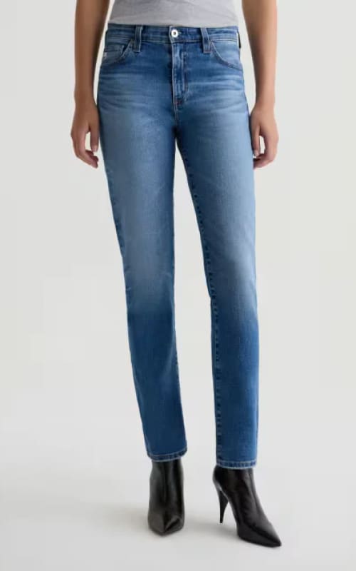 AG Jeans- Mari Mid-Rise Slim Straight in Tinseltown - denim