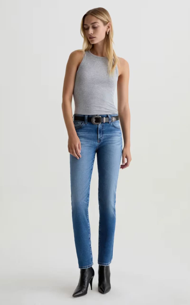 AG Jeans- Mari Mid-Rise Slim Straight in Tinseltown - denim