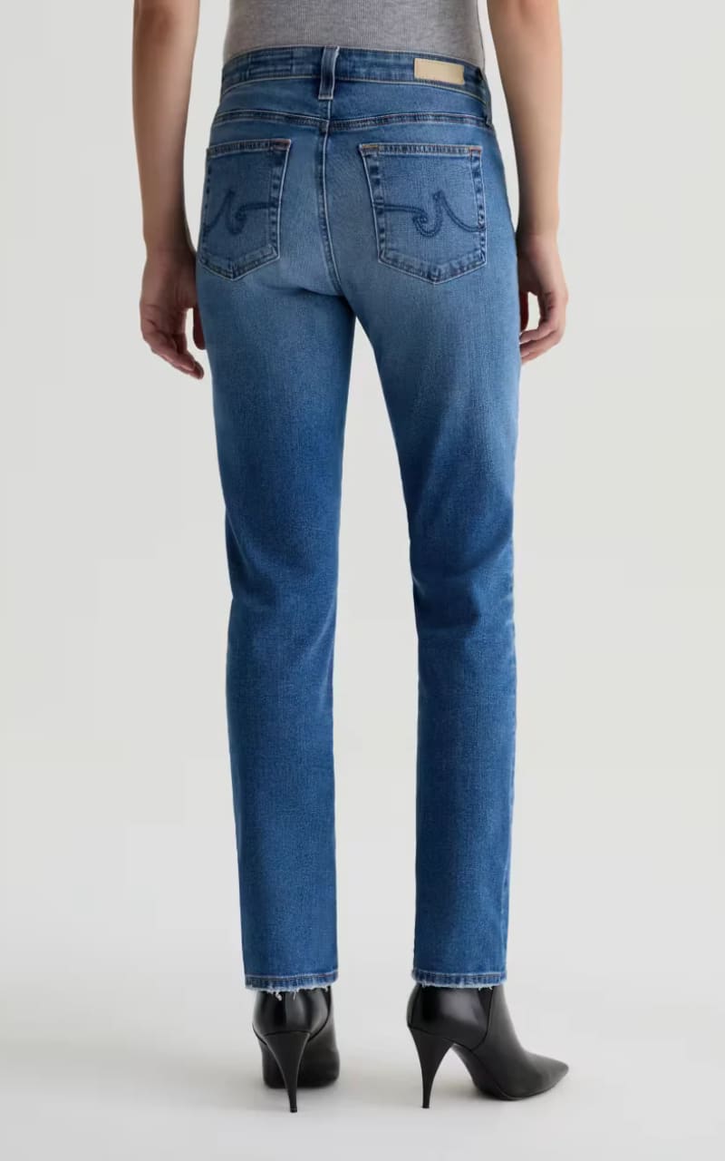AG Jeans- Mari Mid-Rise Slim Straight in Tinseltown - denim