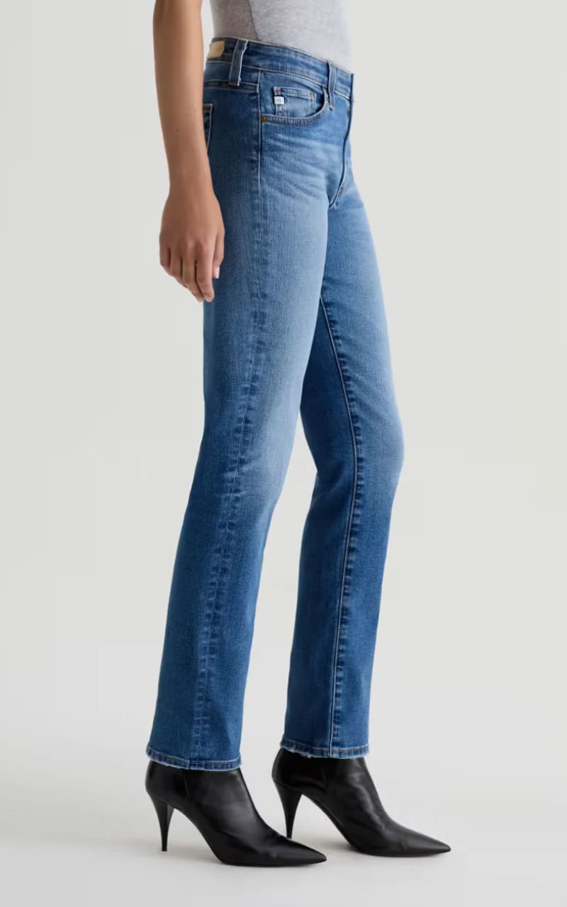 AG Jeans- Mari Mid-Rise Slim Straight in Tinseltown - denim