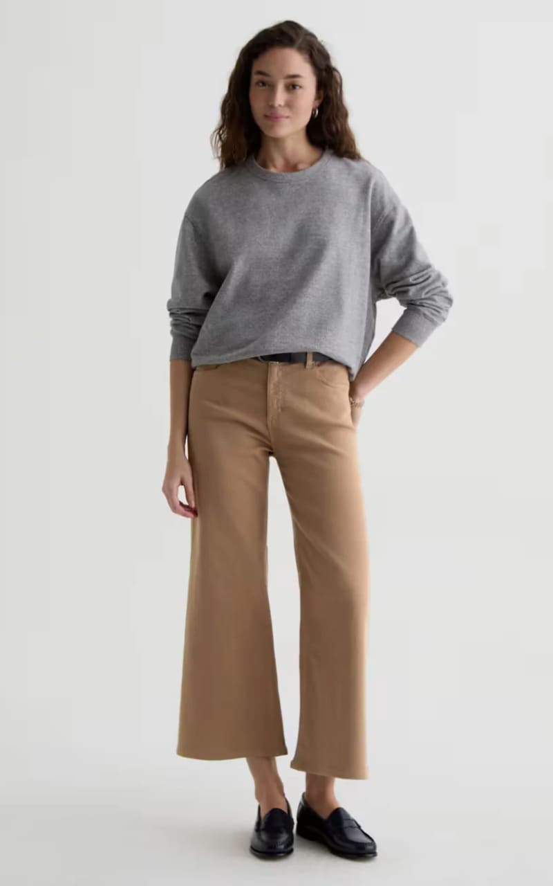 AG Jeans- Saige Wide Leg Crop in Melange Stone - denim