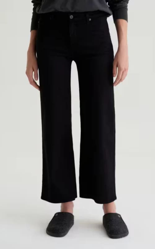 AG Jeans- Saige Wide Leg Crop in Super Black - denim