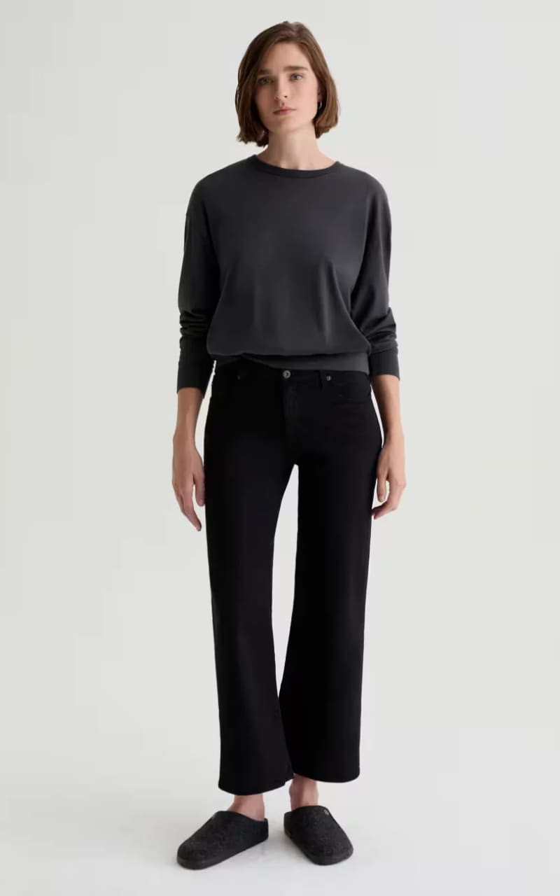 AG Jeans- Saige Wide Leg Crop in Super Black - denim