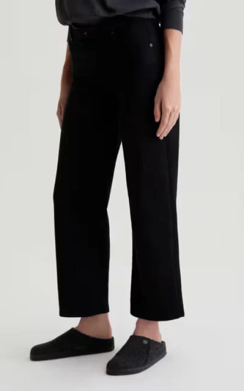 AG Jeans- Saige Wide Leg Crop in Super Black - denim