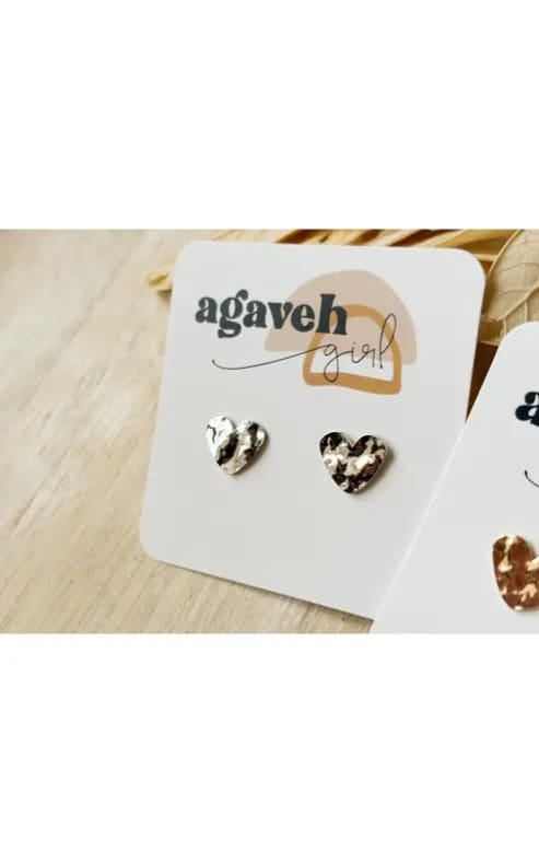 Agaveh- Hammered Hearts Earrings - Silver - jewelry