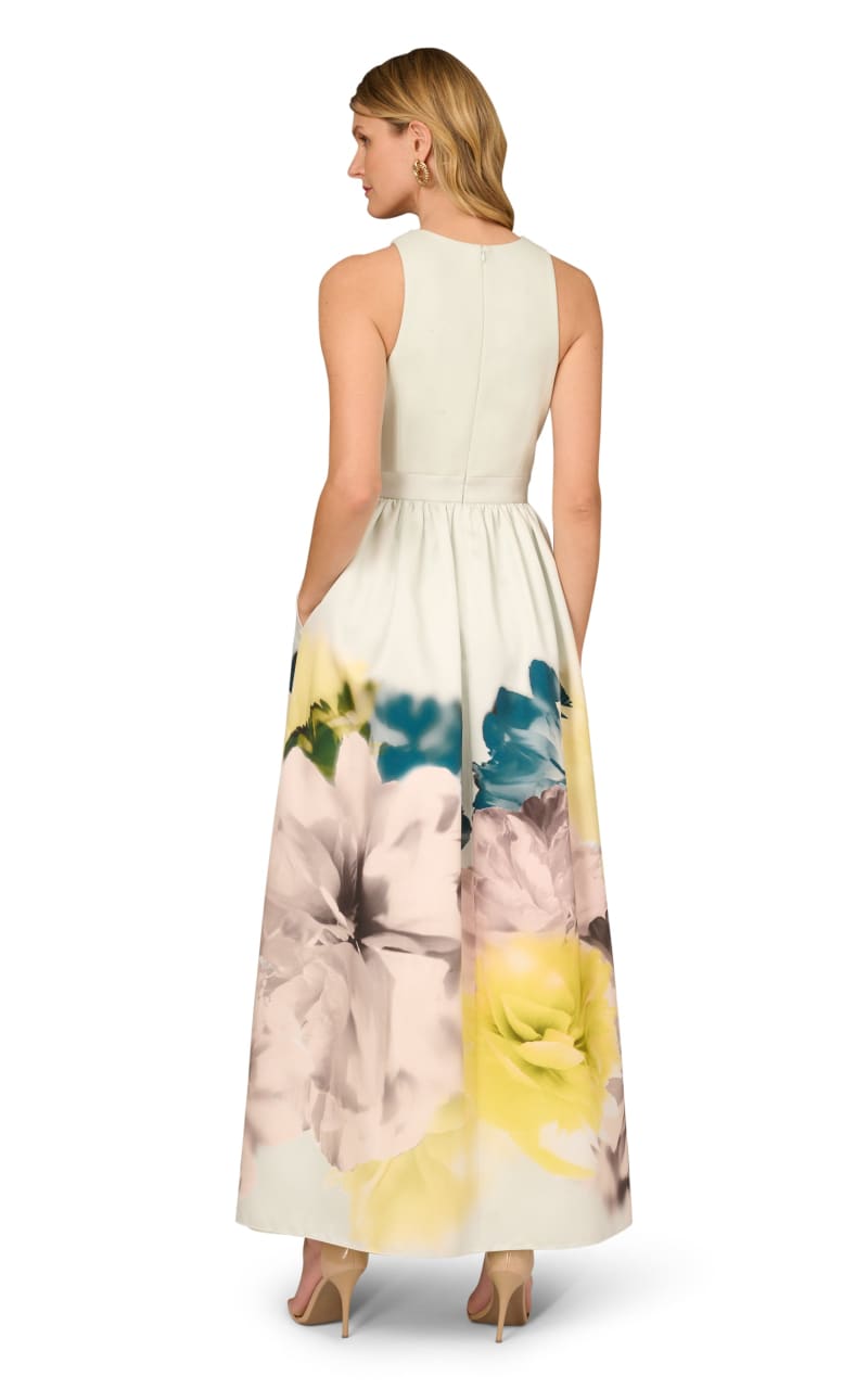 Aidan Maddox- Sleeveless Floral Dip Gown - Dress