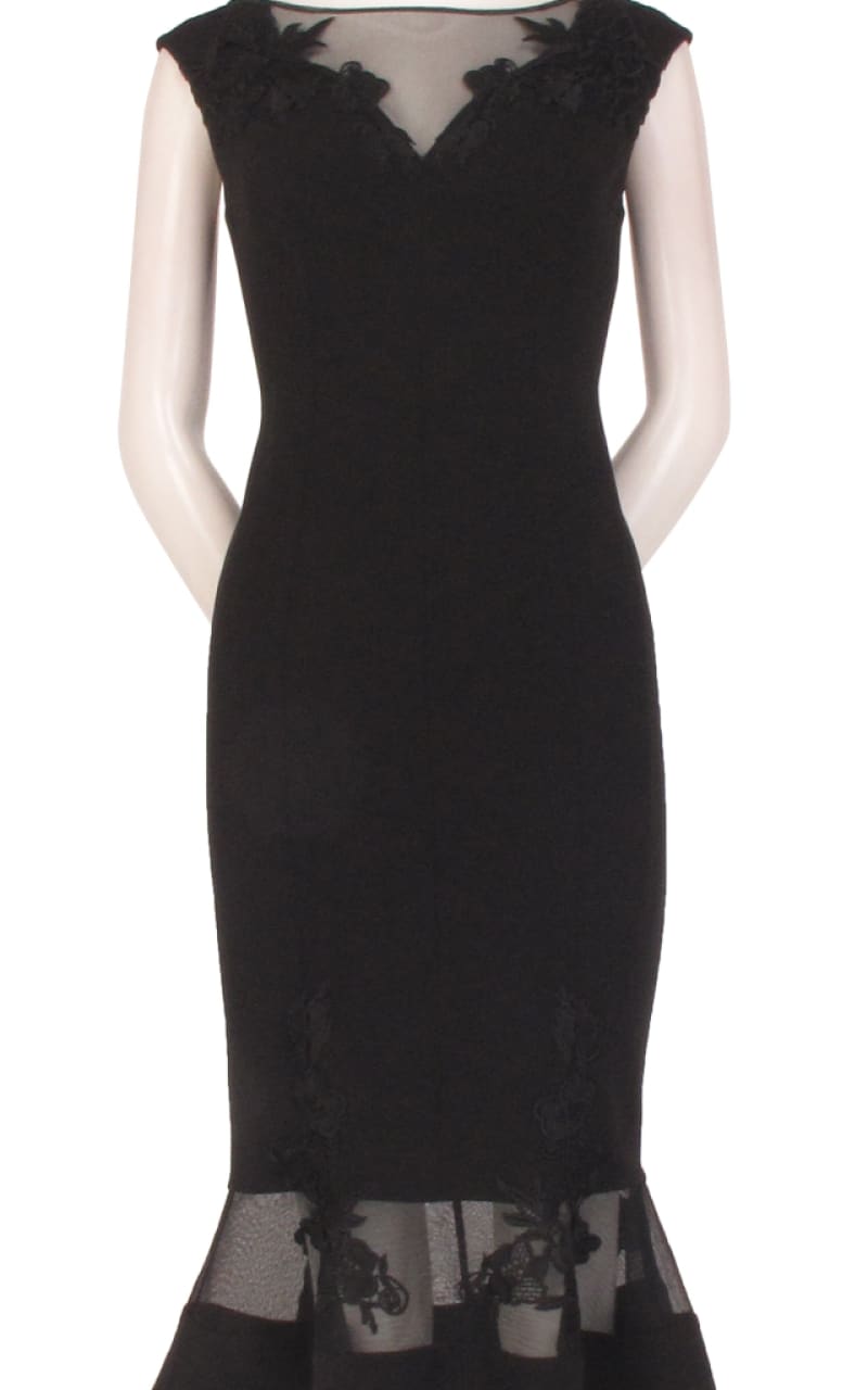 Aidan Mattox- Sleeveless Lace Fit & Flare Dress in Black