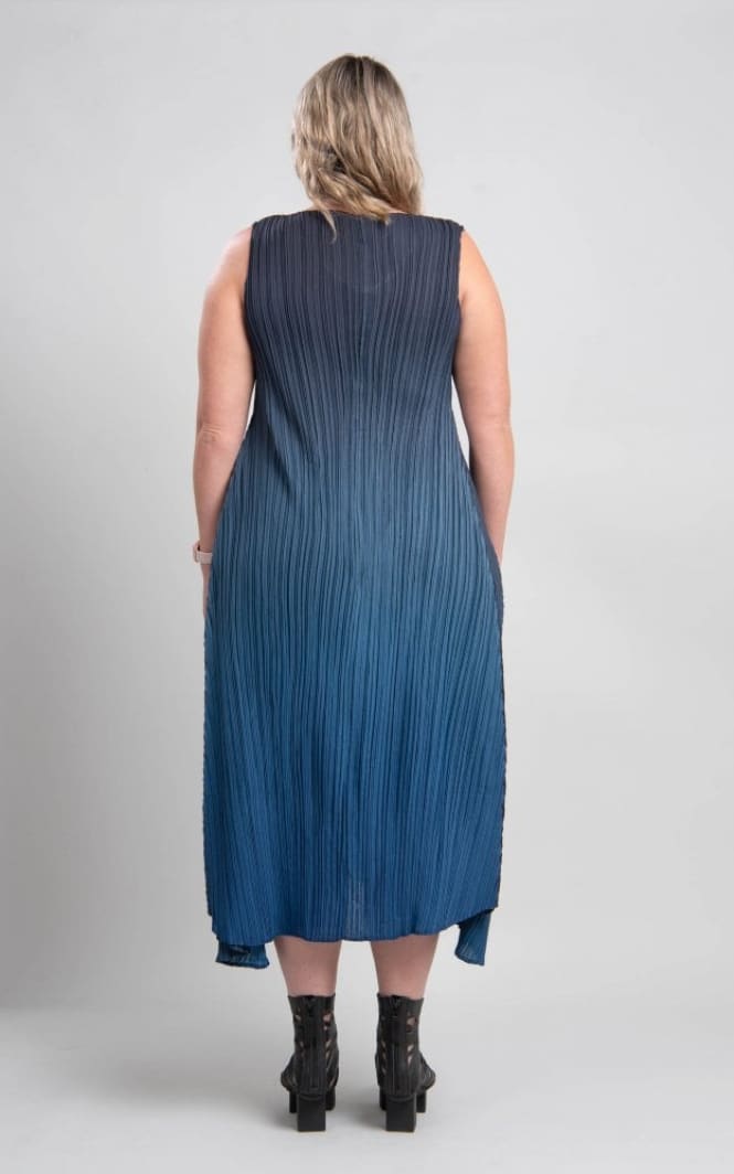 Alquema- Long Estrella Dress in Ombre Black to Ink