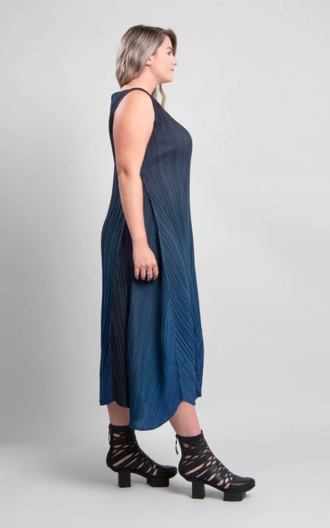 Alquema- Long Estrella Dress in Ombre Black to Ink