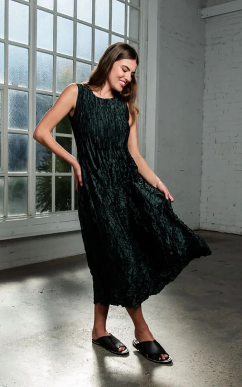 Alquema- Pippi Smash Dress Glossy in Metalic Forest - DRESS