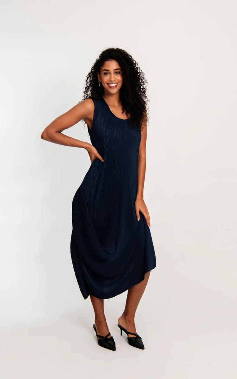 Alquema- Sleeveless Draper Dress in Indigo - DRESS