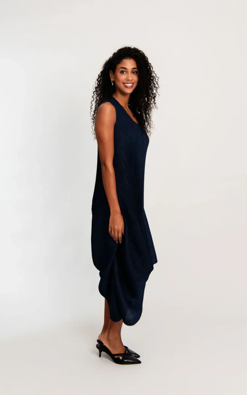 Alquema- Sleeveless Draper Dress in Indigo - DRESS