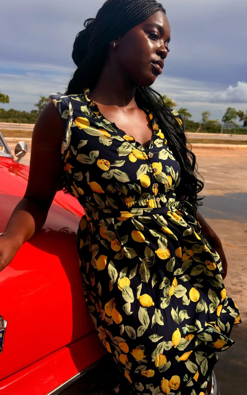 Annick- Natasha Lemon Print Ruffle Dress - DRESS