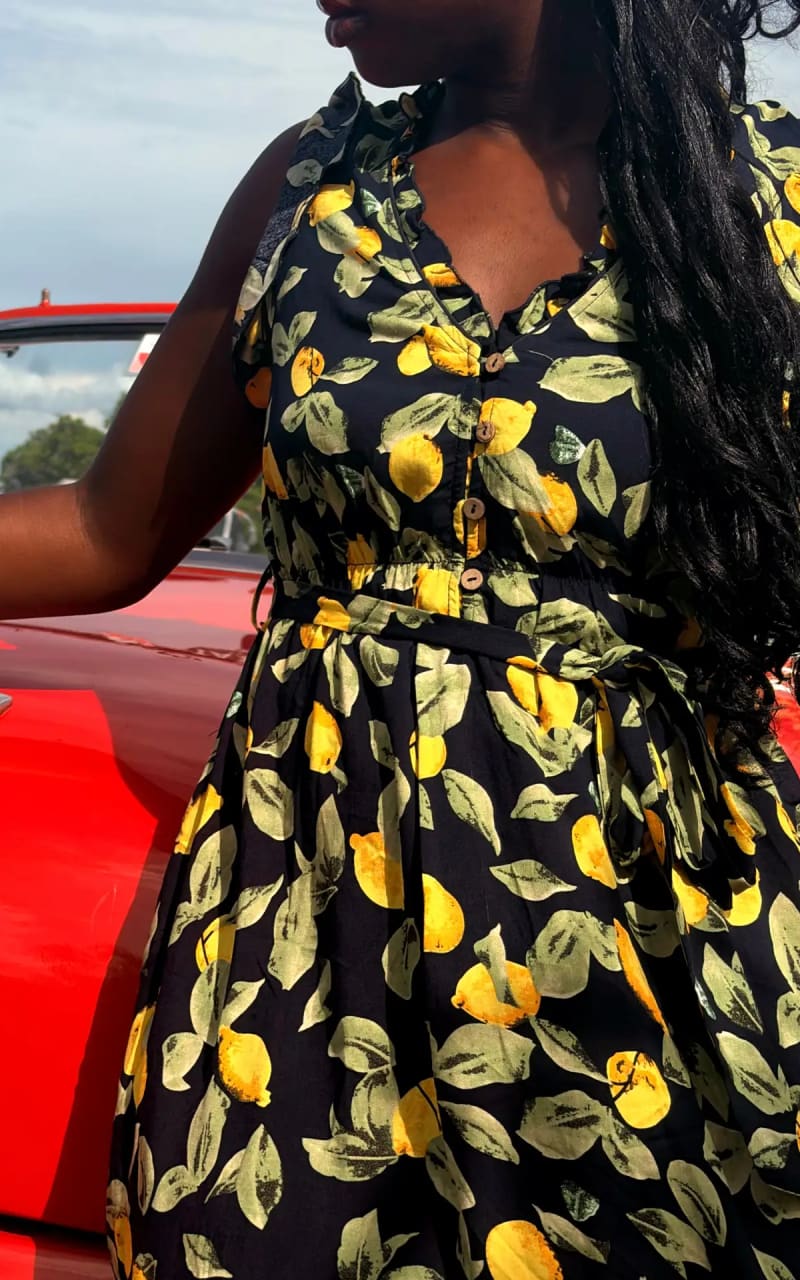 Annick- Natasha Lemon Print Ruffle Dress - DRESS