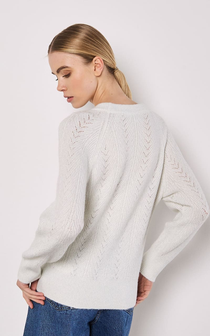 Apricot- Chevron Pointelle Lurex Sweater - sweater