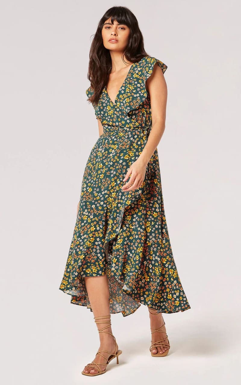 Floral fashion ruffle tea dress