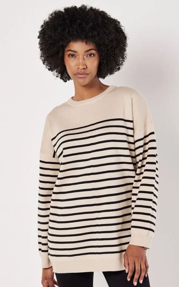 Apricot Model Stripe Tunic Sweater floc boutique