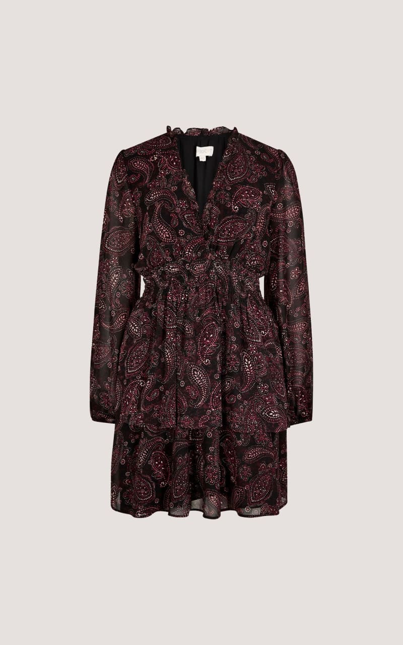 Apricot Batik Paisley Mini Dress in Burgundy DRESS