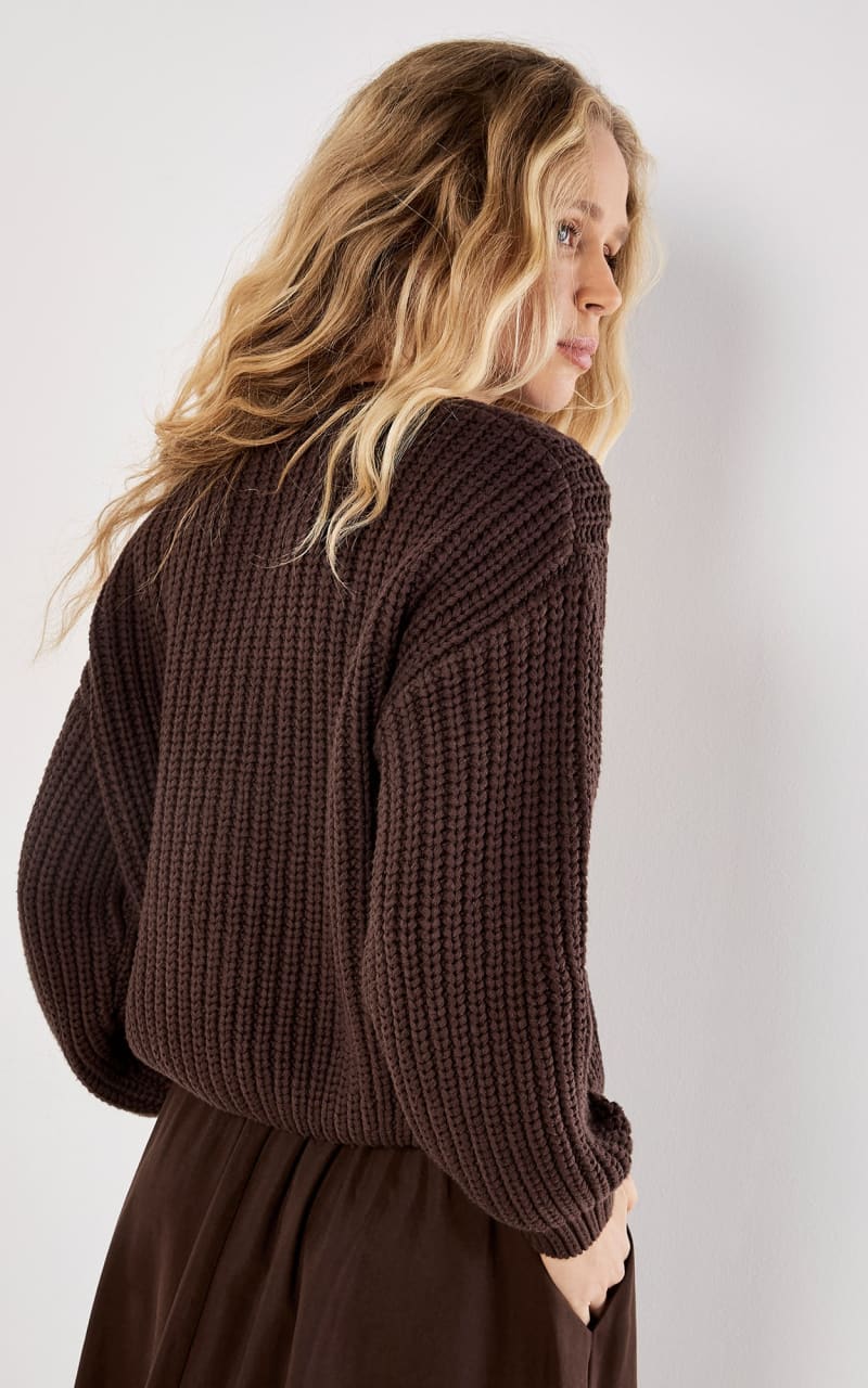 Apricot- Chunky Cable Knit Jumper in Brown - SWEATER &