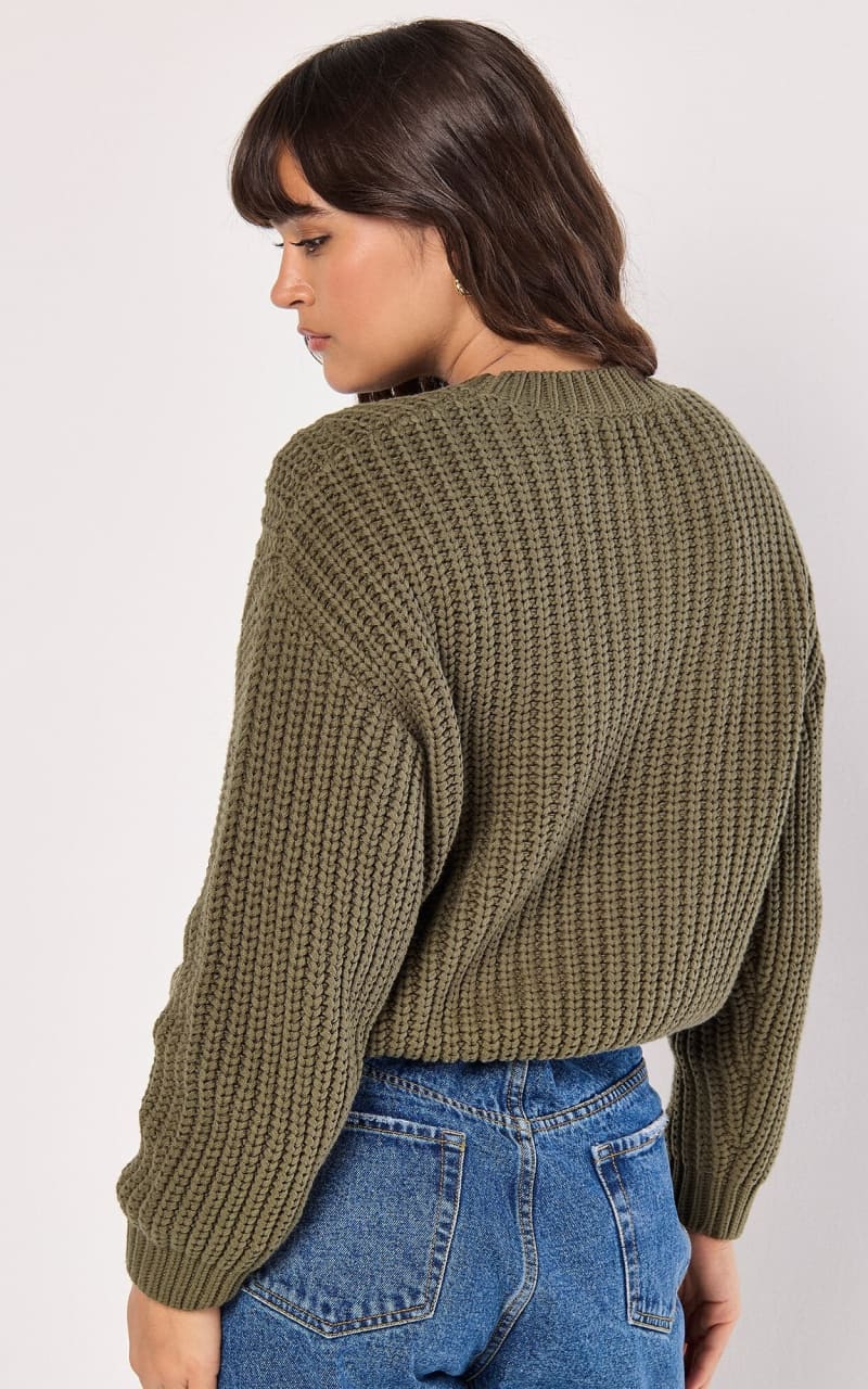 Apricot - Chunky Cable Knit Sweater - SWEATER