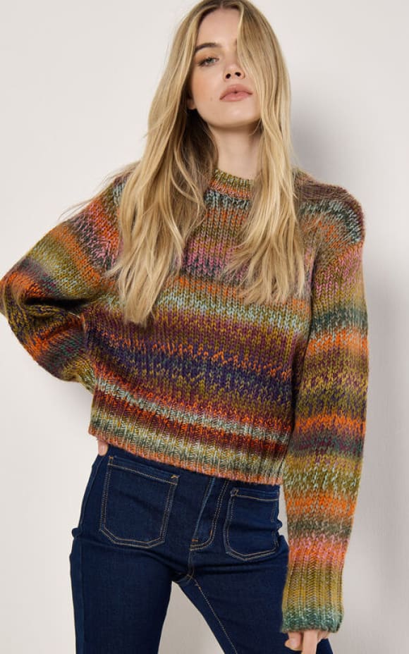Apricot- Chunky Knit Multicolored Jumper - SWEATER &