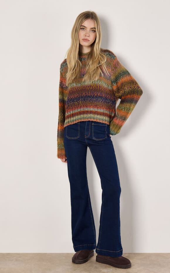 Apricot- Chunky Knit Multicolored Jumper - SWEATER &