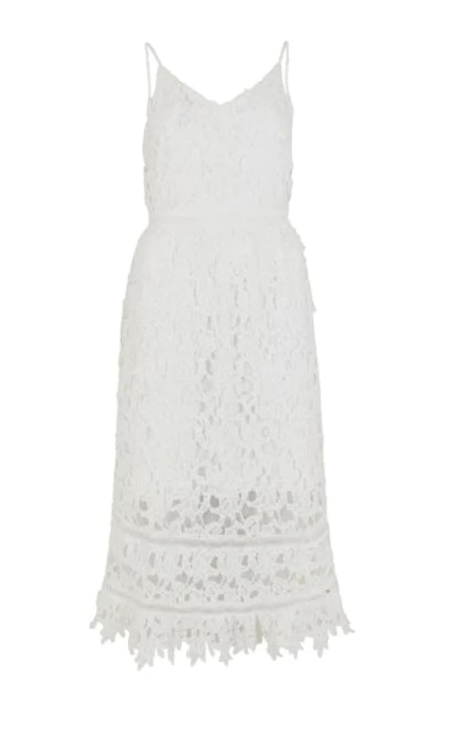 Apricot - Guipure Lace Cream Dress in White - dress