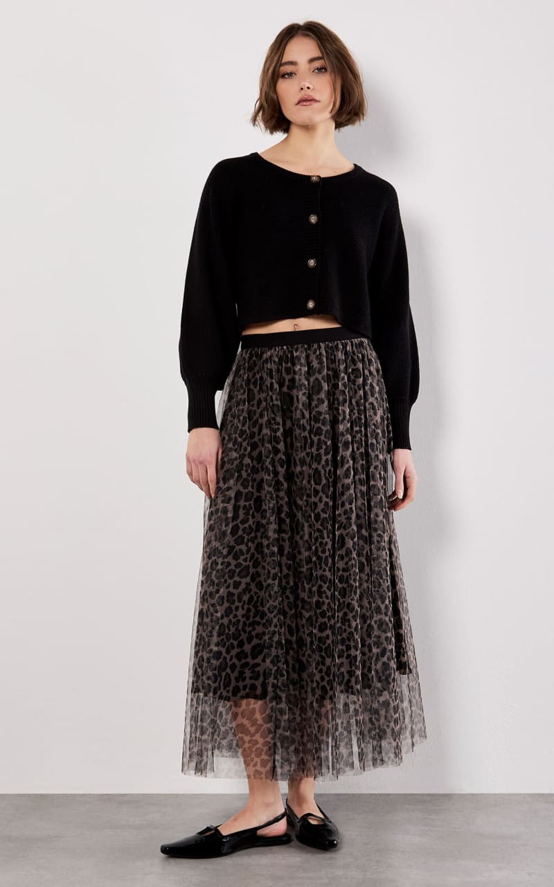 Apricot Leopard Tulle Skirt