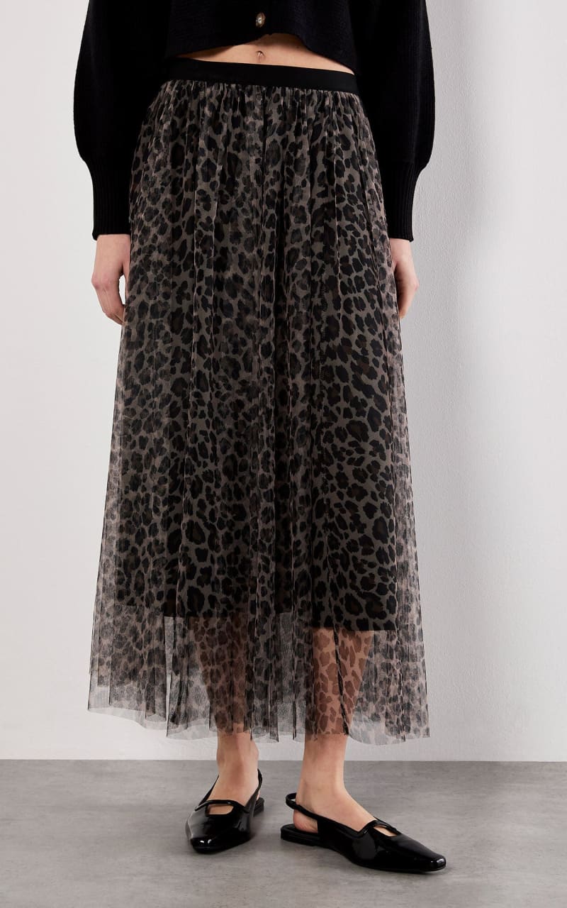 Apricot Leopard Tulle Skirt