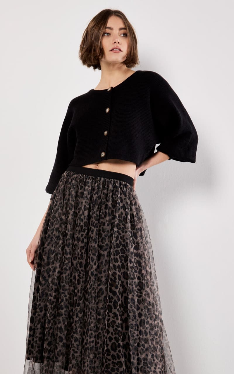 Apricot Leopard Tulle Skirt