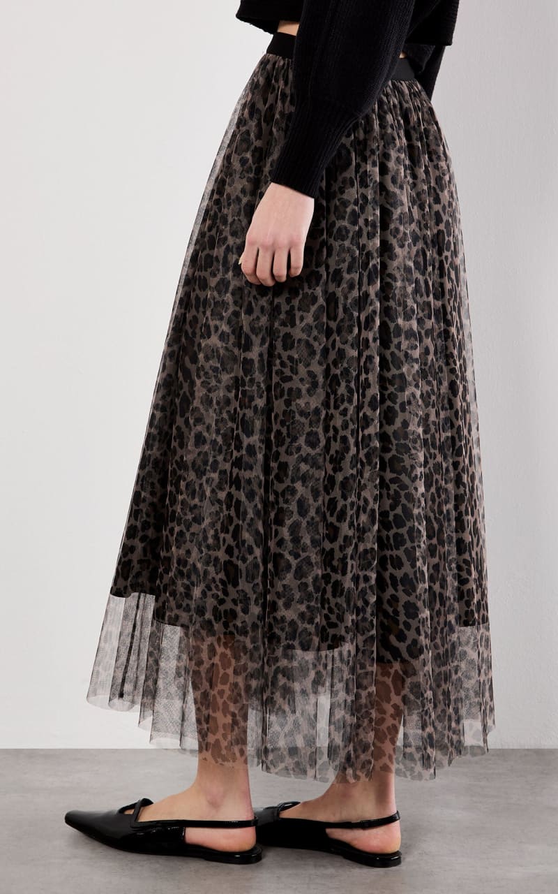 Apricot Leopard Tulle Skirt