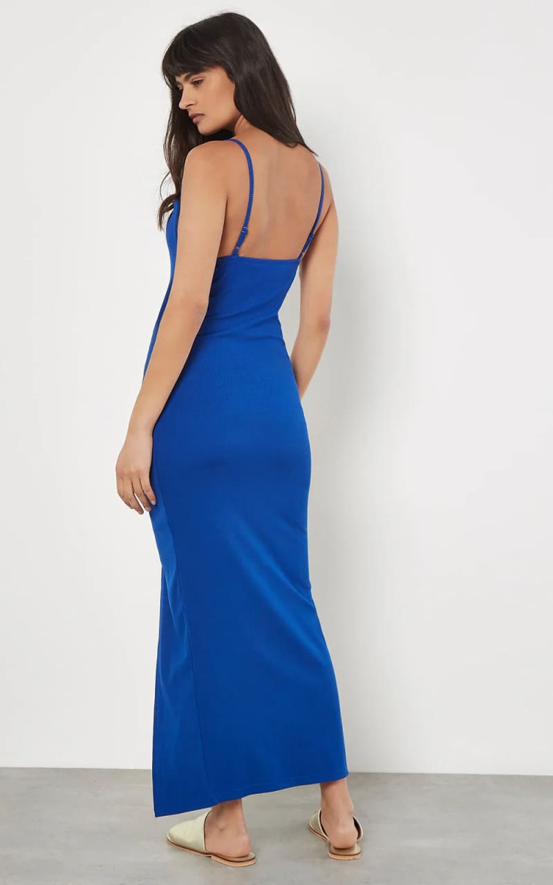 Apricot- Mini Rib Side Ruched Midi Dress - DRESS