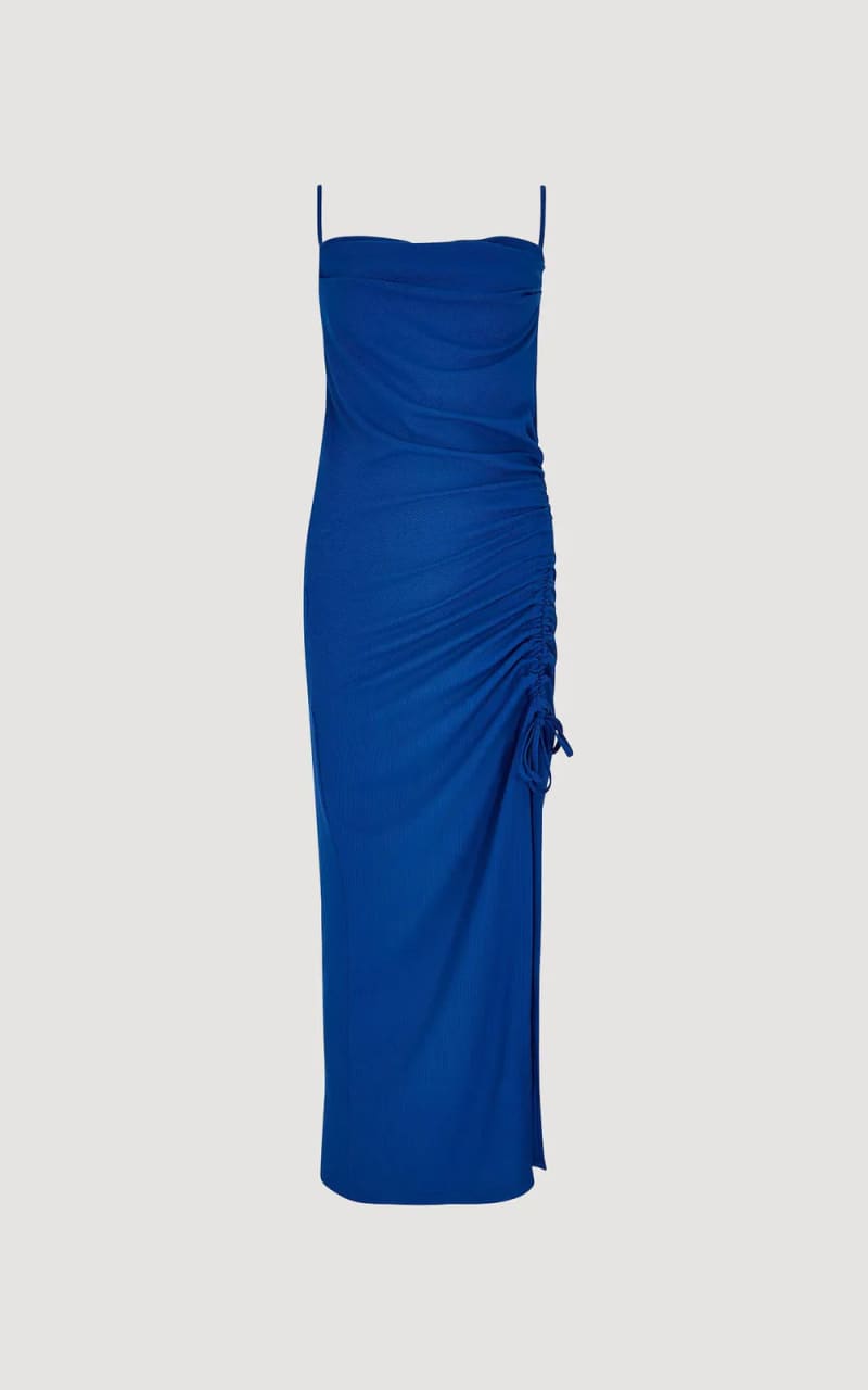 Apricot- Mini Rib Side Ruched Midi Dress - DRESS