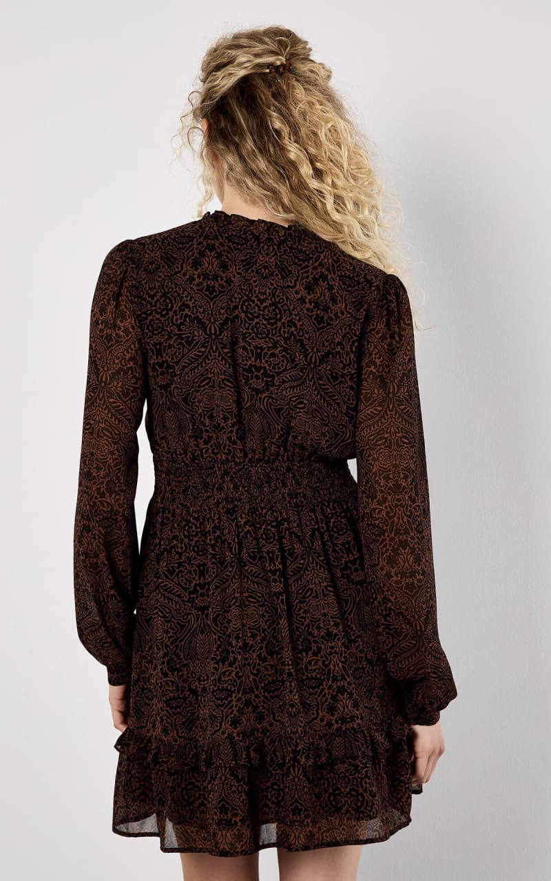 Apricot Paisley Mini Dress in Rust DRESS