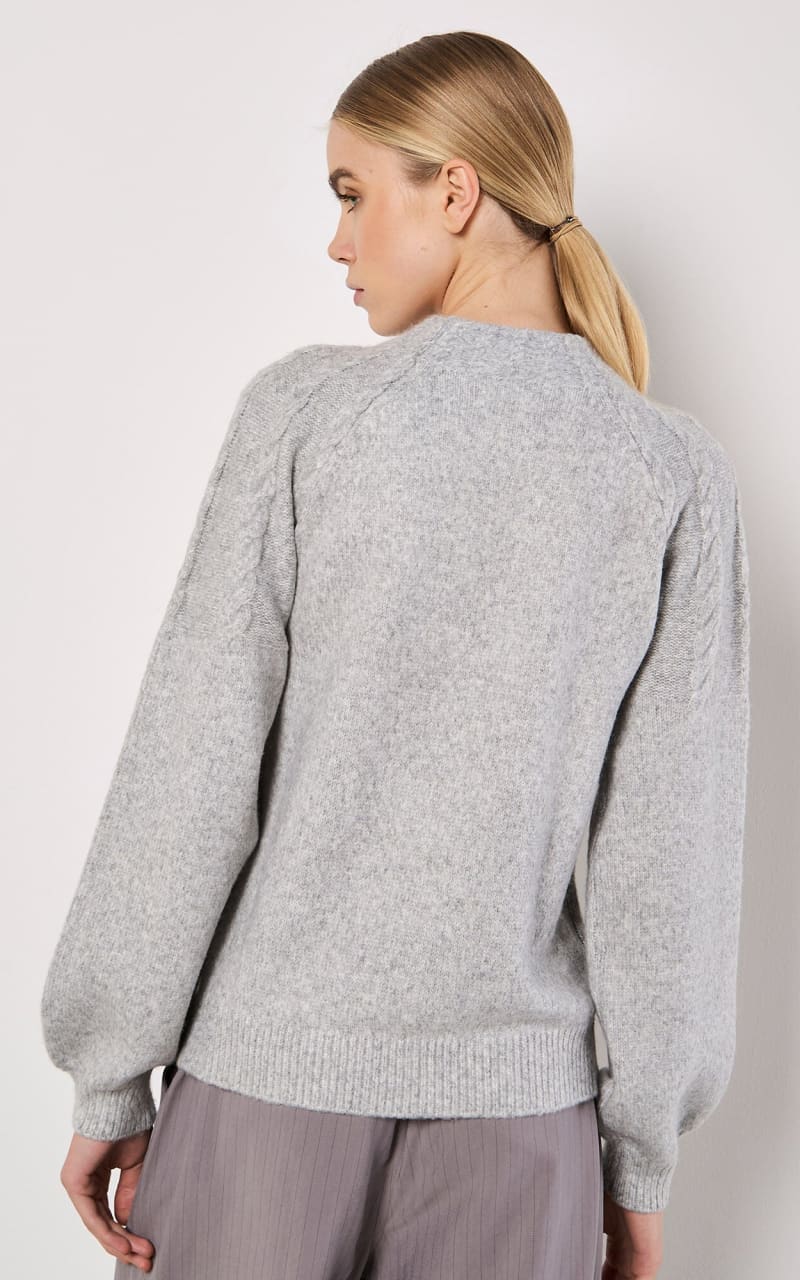 Apricot - Pearl Embellished Cable Knit Sweater - SWEATER