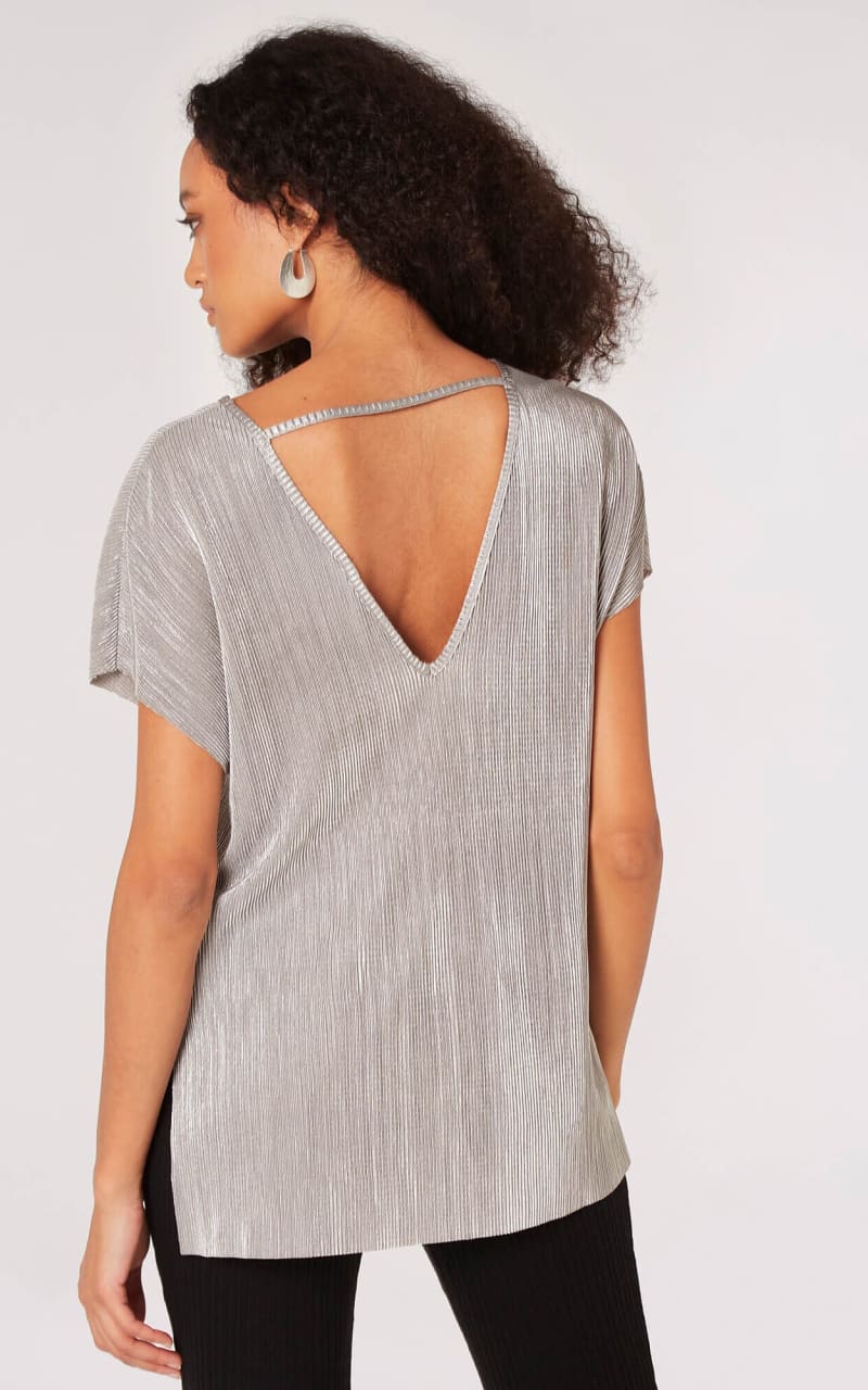 Apricot - Plisse Silver V-Back Top - top