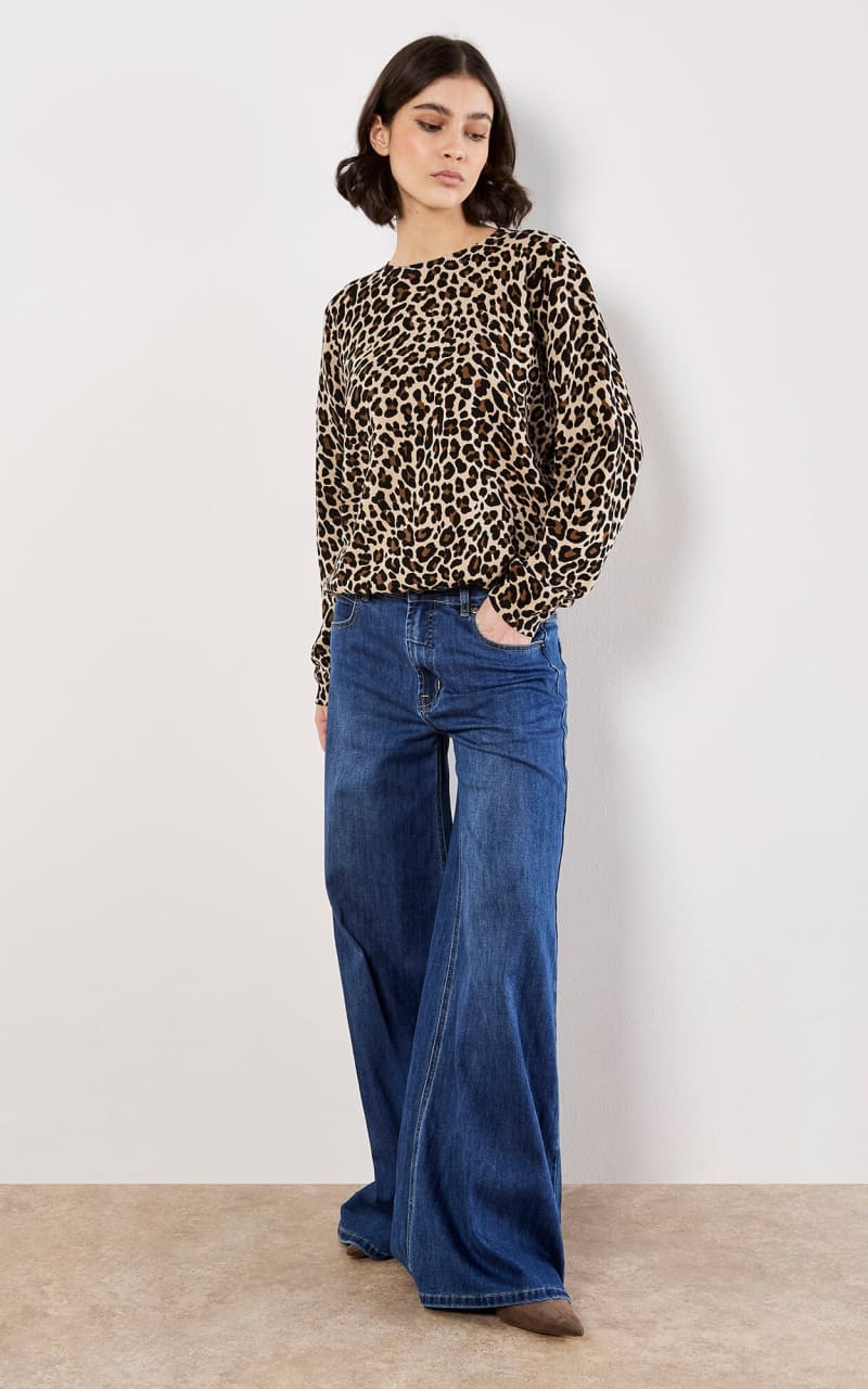 Apricot Ribbed Knit Leopard Jumper DRESS
