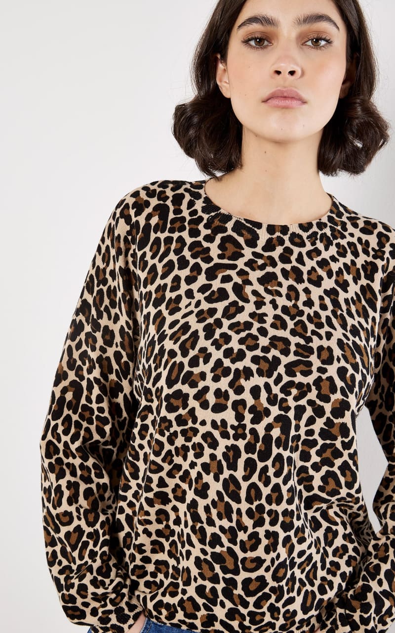 Apricot Ribbed Knit Leopard Jumper DRESS