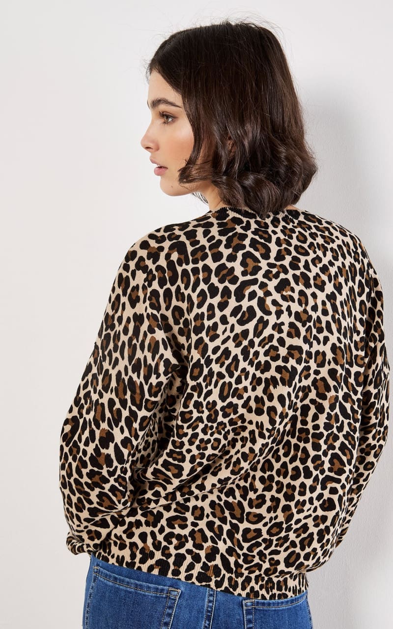 Apricot Ribbed Knit Leopard Jumper DRESS
