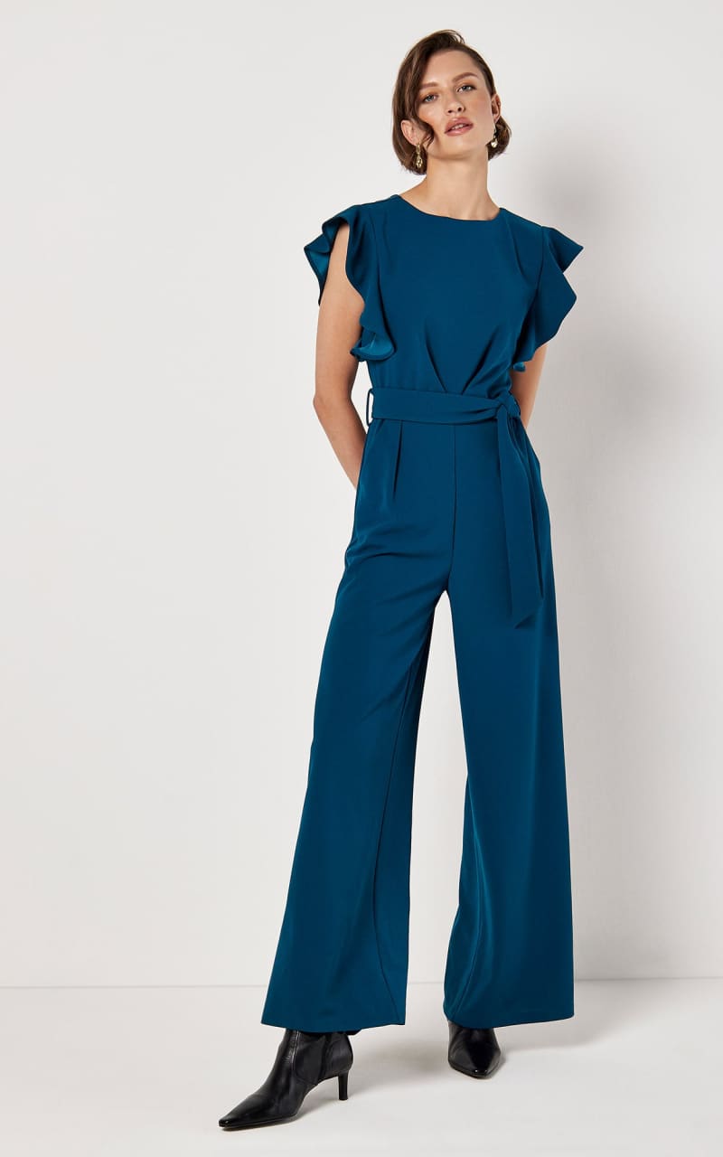 Apricot - Ruffle Sleeve Jersey Jumpsuit - Jumpsuits &