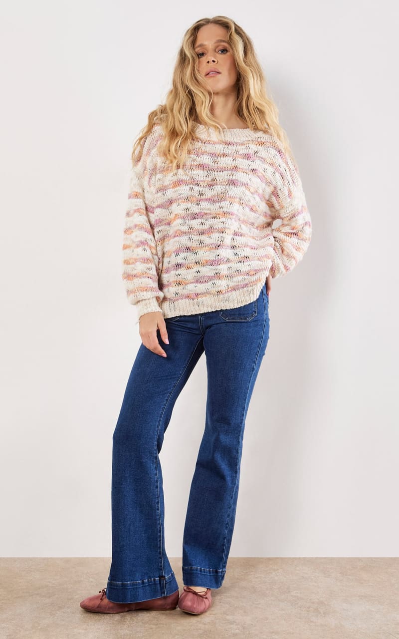 Apricot Wavy Stripe Sweater SWEATER & SWEATSHIRT